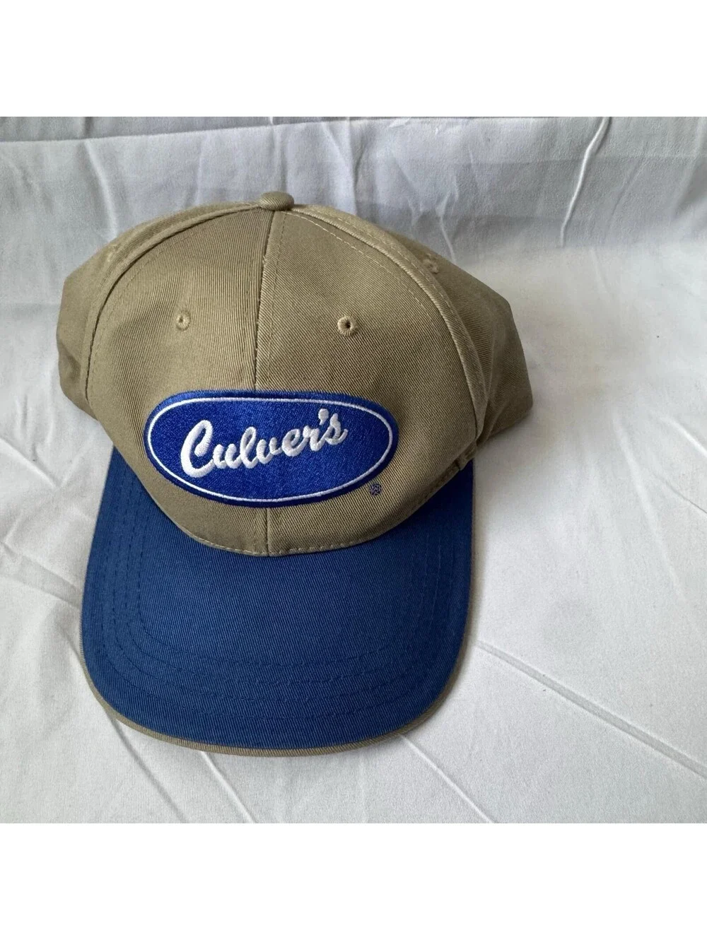 Culver's Employee Hat Cap Beige Blue Adjustable One Size Burger Logo HPI